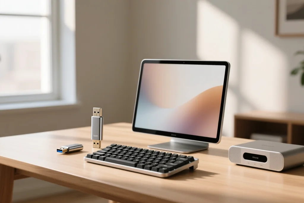 Acessórios e conexões: USB, memória e periféricos